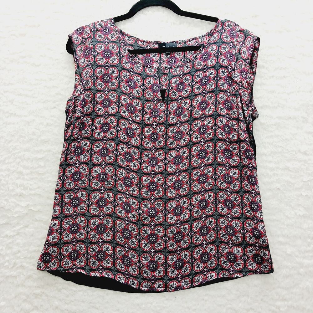 Blouse Red Black Medallion Y2K Festival Whimsycore Geometric Boho Goth Size L
